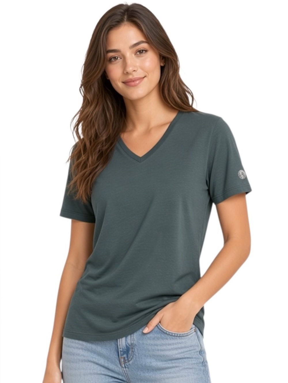 Joie teal blur short sleeve v neck tee shirt